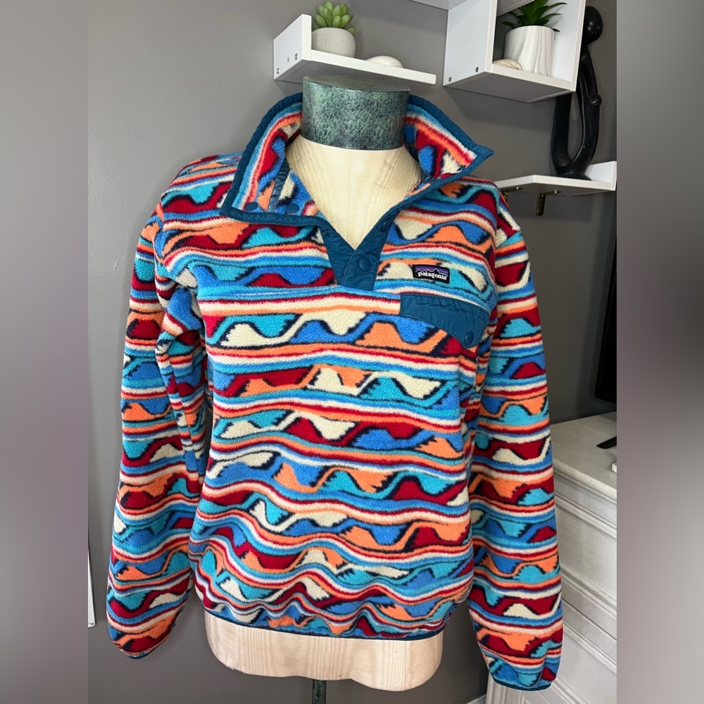 Patagonia boys lightweight synchilla snap fleece jacket pullover XXL (16-18)